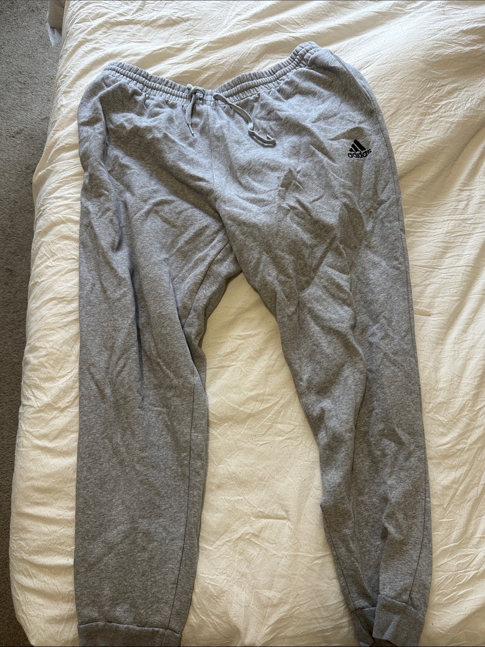 adidas Heather Gray Men's Jogger Sweatpants with Logo Accent